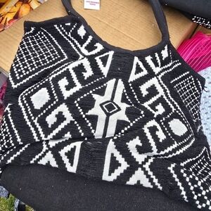 Black & White Geometric Knit Tank Top